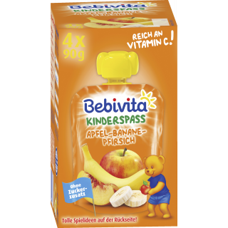Bebivita Children's Fun Apple Banana Peach 4X90g