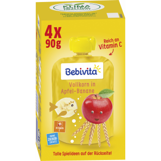 Bebivita Children's Fun Whole Grain In Apple Banana 4X90g