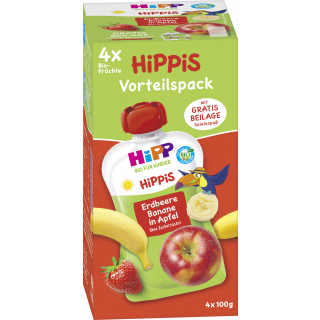 Hipp Hippis Bio Theo Toucan Jordbær-Banan I Æble 4X100g