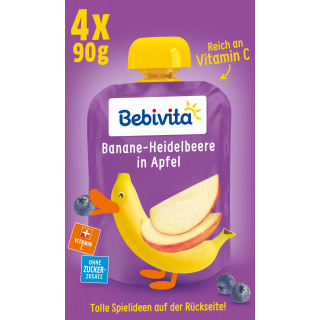 Bebivita Children'S Fun Banaanimustikka Omenassa 4X90g