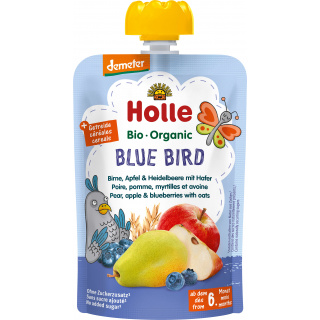 Holle Bio Dd Squeeze Bag Blue Bird Pære Æble & Blåbær Med Havre 100g