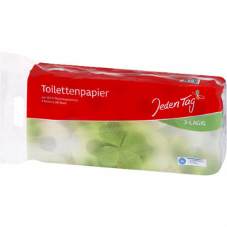 Jeden Tag Toiletpapir 3-lags recycled 8 ruller